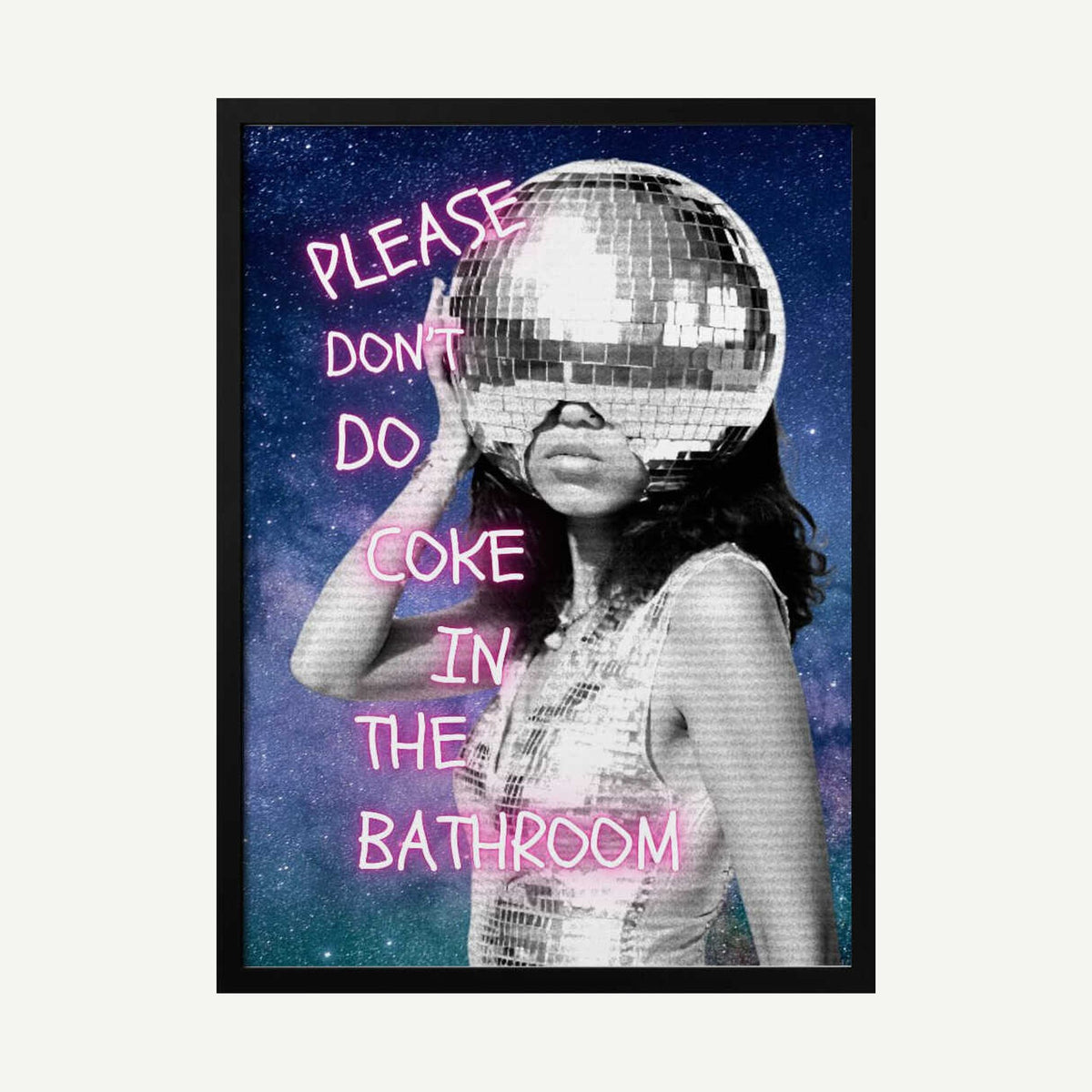 Mirror Head Party Scene Art Print UK — Portrait Vibrant Wall Art — Bathroom — Wall It All Prints