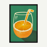 Orange Juice Doodle Art Print UK — Abstract Vibrant Wall Art — Kitchen — Wall It All Prints