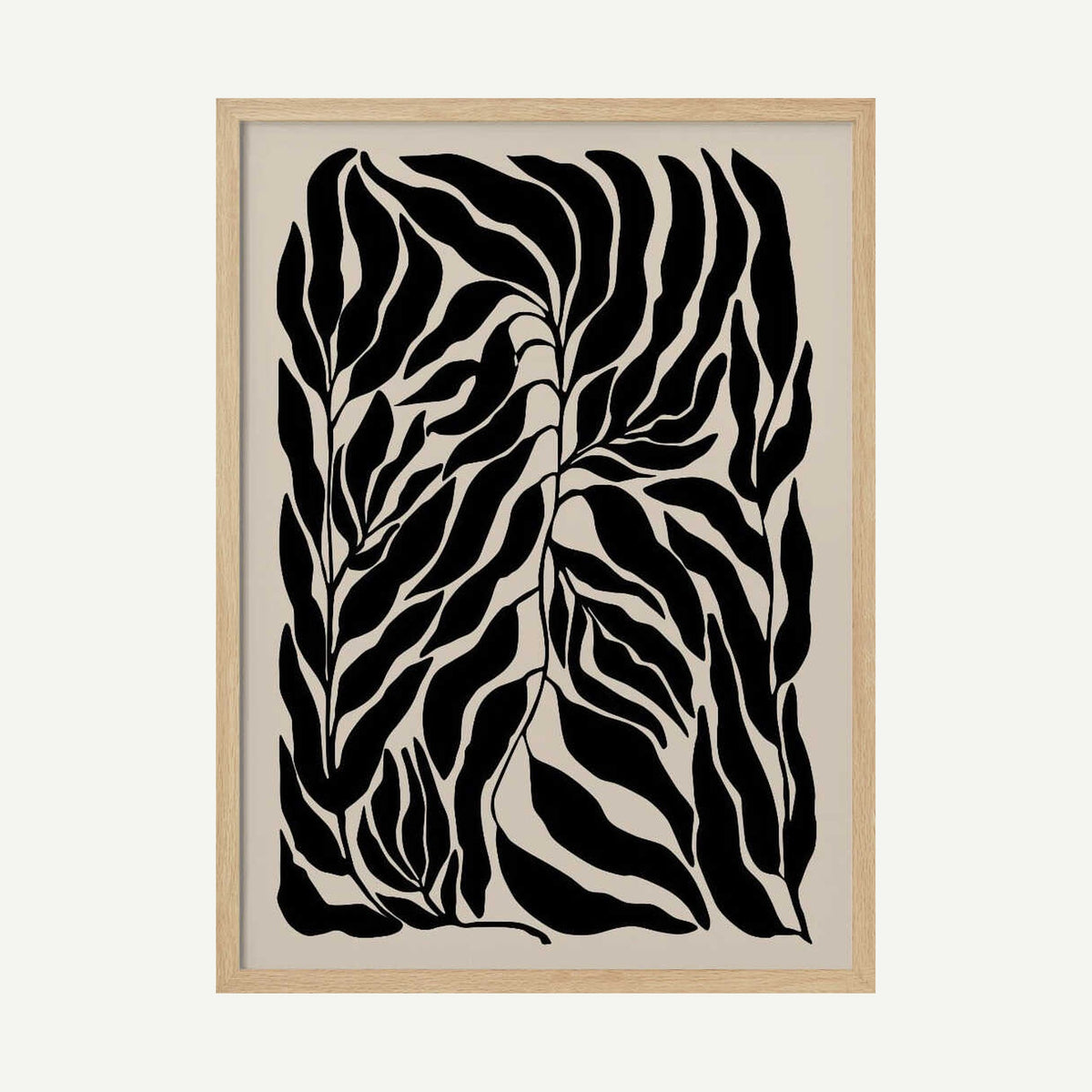 Organic Black Leaves Art Print UK — Botanical Dark Wall Art — Office — Wall It All Prints