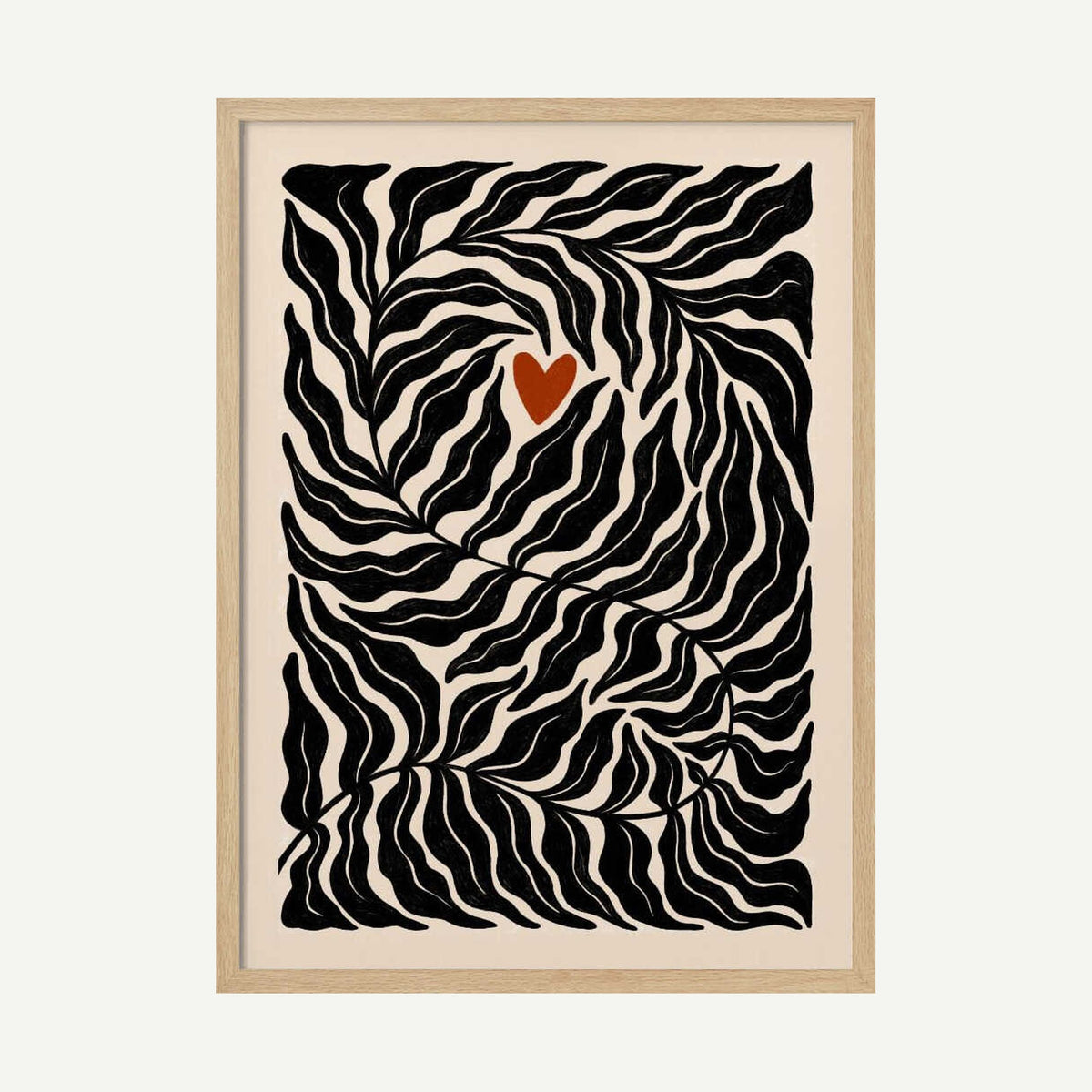 Organic Leaves Heart Art Print UK — Botanical Dark Wall Art — Office — Wall It All Prints