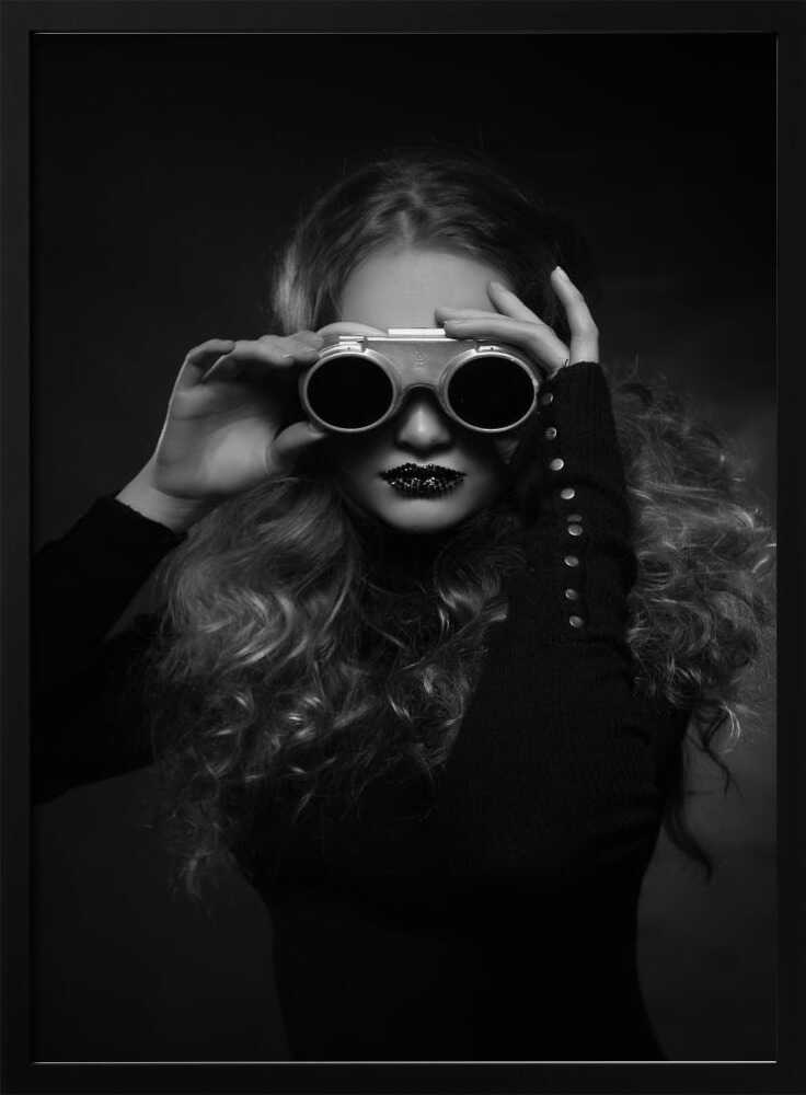 Steampunk Goggles Portrait Art Print UK — Dark Moody Dark Wall Art — Living Room — Wall It All Prints