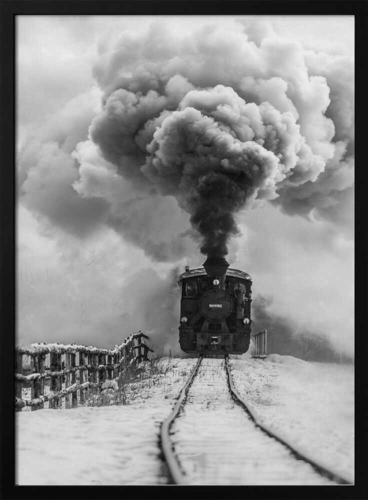 Steam Train In Winter Art Print UK — Dark Moody Dark Wall Art — Living Room — Wall It All Prints