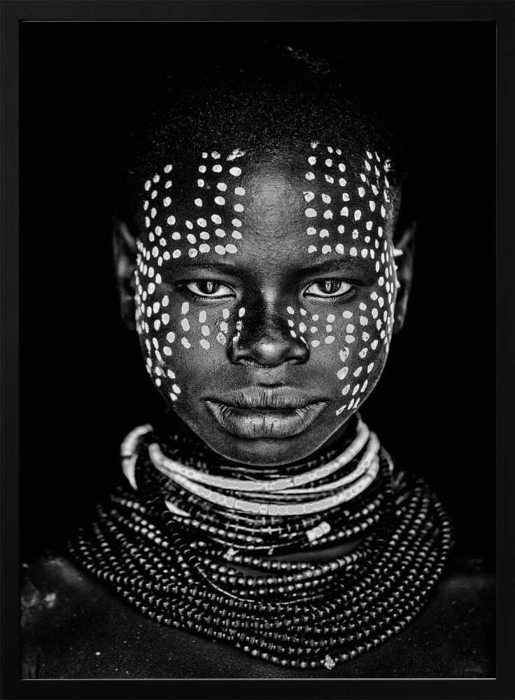 African Dotted Portrait Art Print UK — Dark Moody Dark Wall Art — Living Room — Wall It All Prints