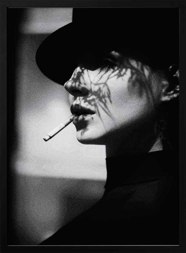 Shadowed Smoking Woman Art Print UK — Botanical Dark Wall Art — Living Room — Wall It All Prints