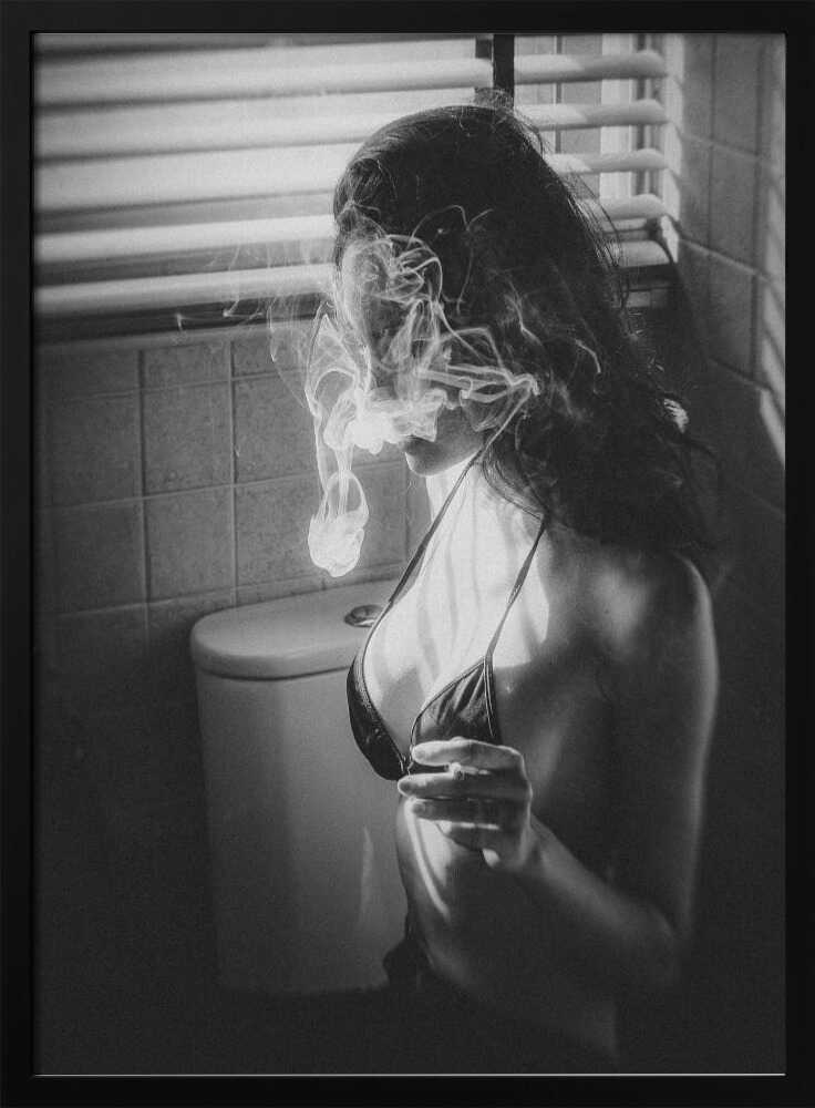 Smoke And Shadow Woman Art Print UK — Dark Moody Dark Wall Art — Bathroom — Wall It All Prints