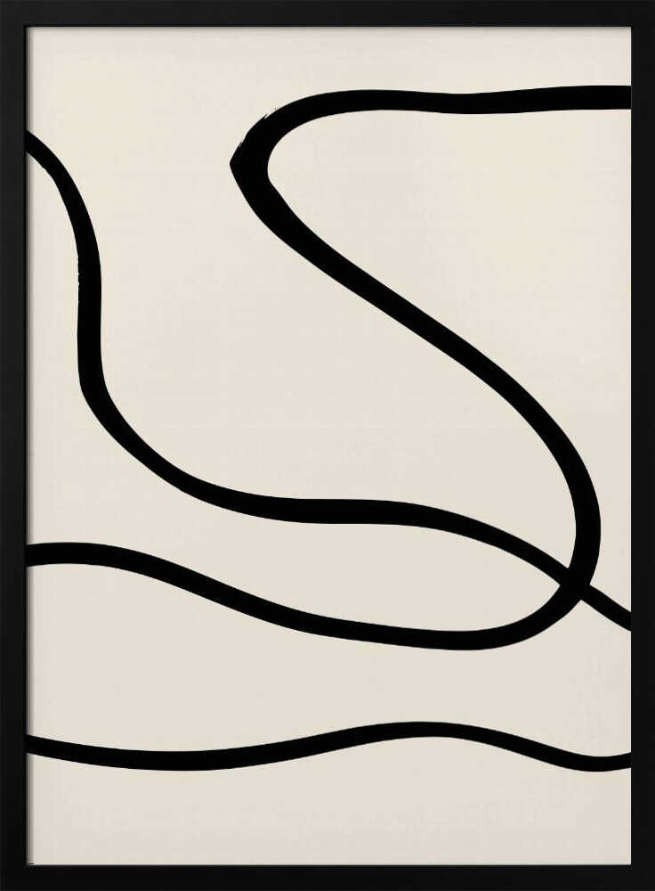 Flowing Black Lines Art Print UK — Abstract Dark Wall Art — Office — Wall It All Prints