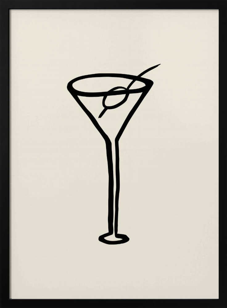 Martini Glass Sketch Art Print UK — Abstract Dark Wall Art — Office — Wall It All Prints