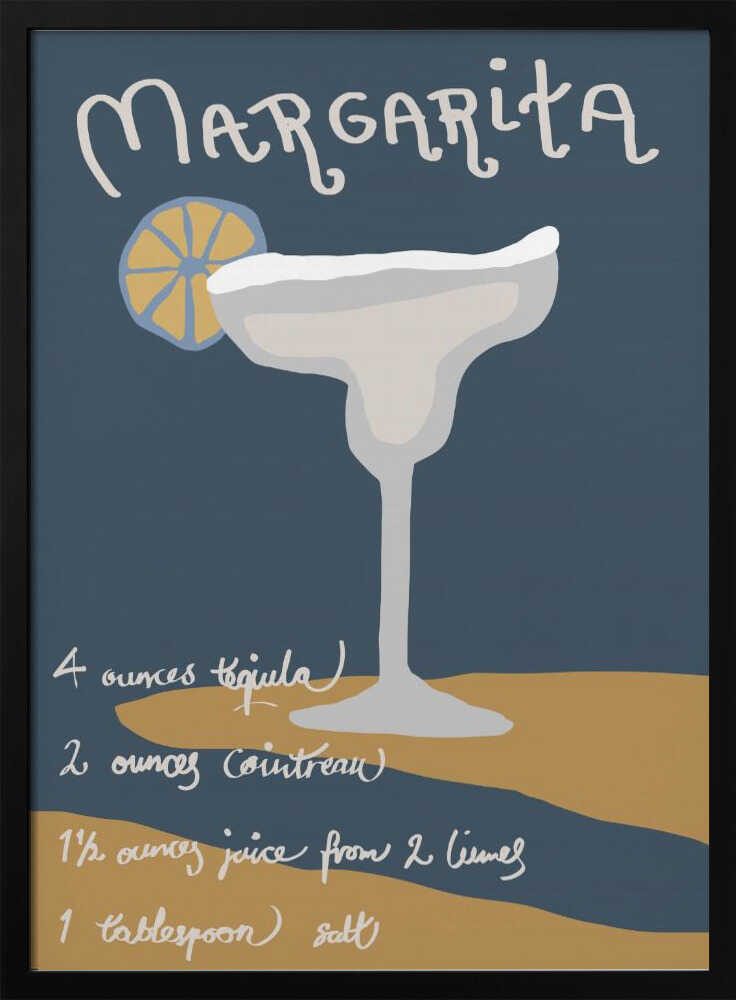 Margarita Cocktail Recipe Art Print UK — Abstract Dark Wall Art — Kitchen — Wall It All Prints