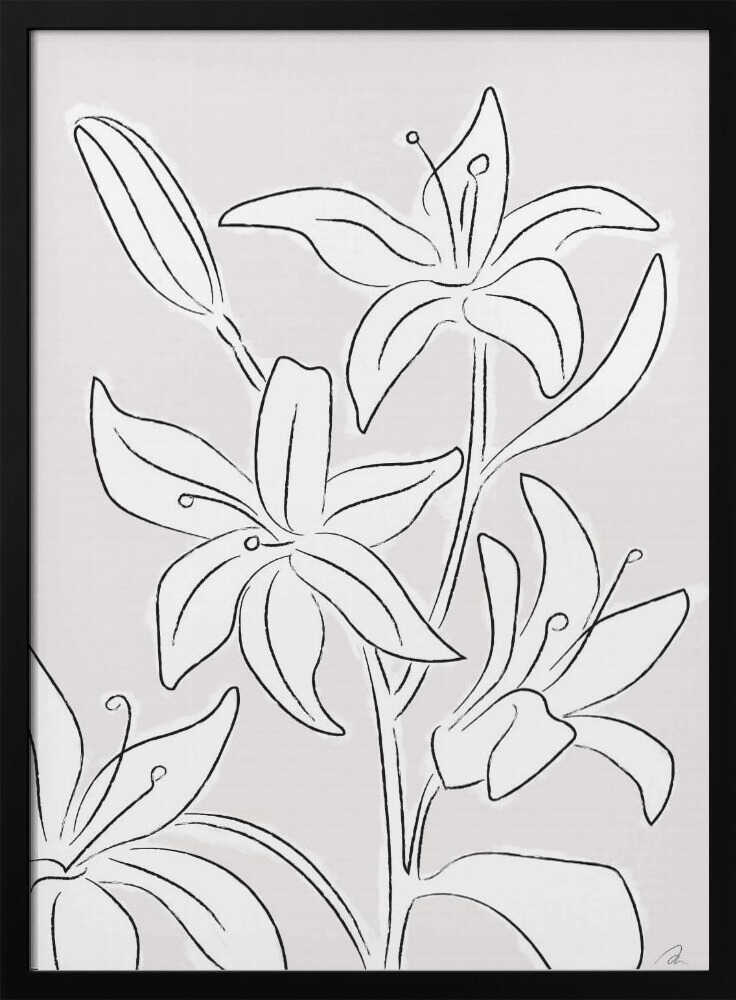 Minimalist Lily Blooms Art Print UK — Botanical Minimal Wall Art — Office — Wall It All Prints