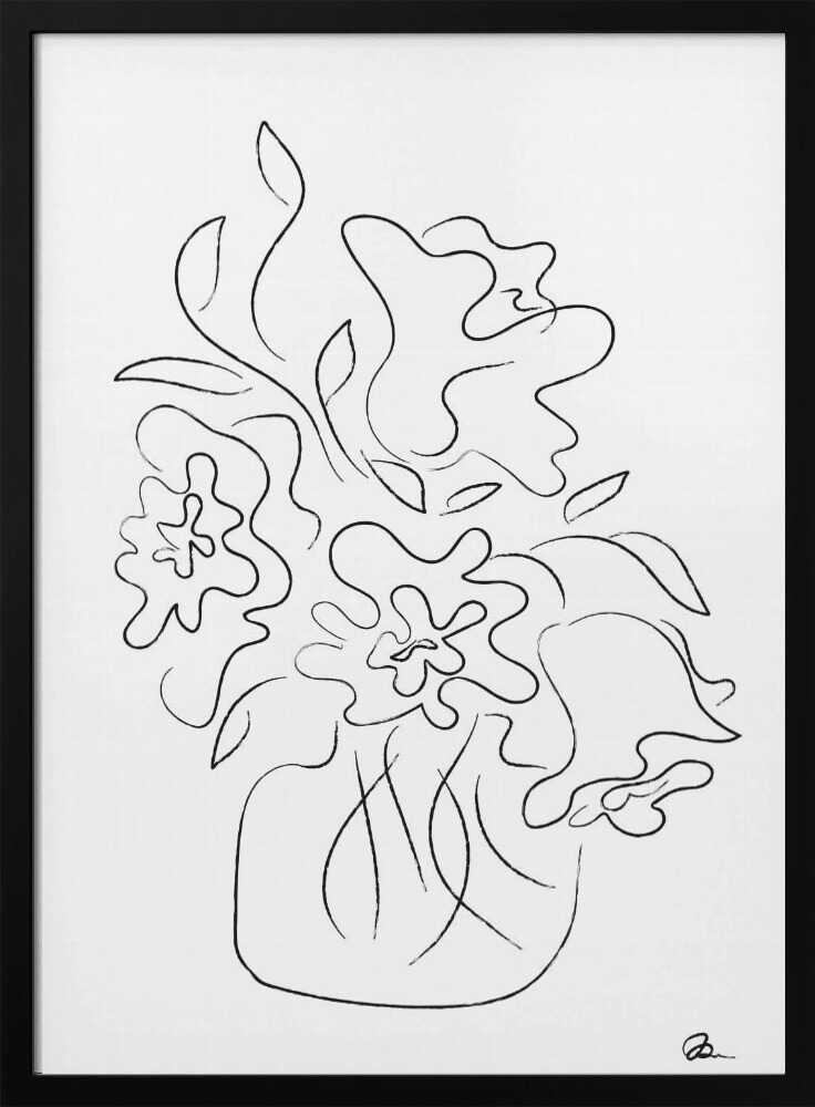 Minimalist Floral Vase Art Print UK — Botanical Dark Wall Art — Office — Wall It All Prints