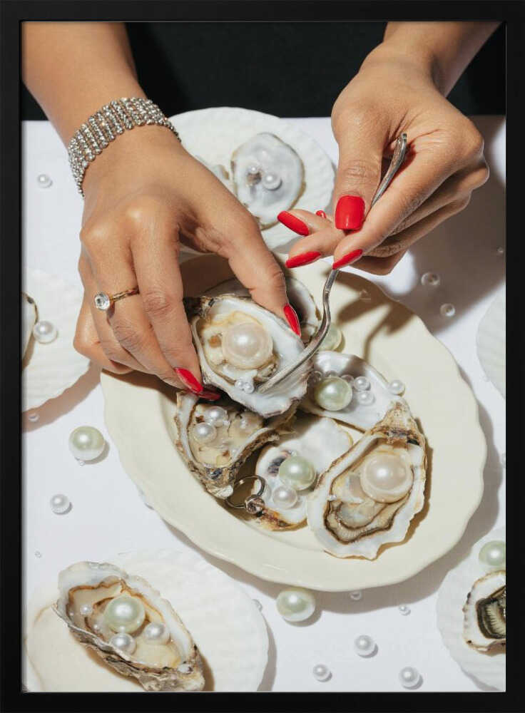 Elegant Pearl Oysters Art Print UK — Portrait Fresh Wall Art — Kitchen — Wall It All Prints