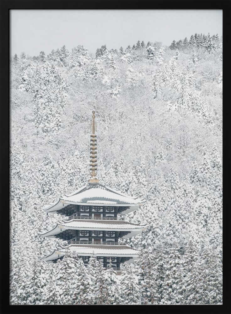 Snowy Japanese Pagoda Art Print UK — Japanese Calm Wall Art — Living Room — Wall It All Prints