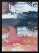 Gold Blush Abstract Layers wall art print in a black frame