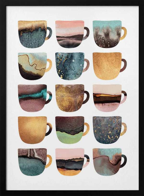 Abstract Patterned Cups Art Print UK — Abstract Minimal Wall Art — Kitchen — Wall It All Prints