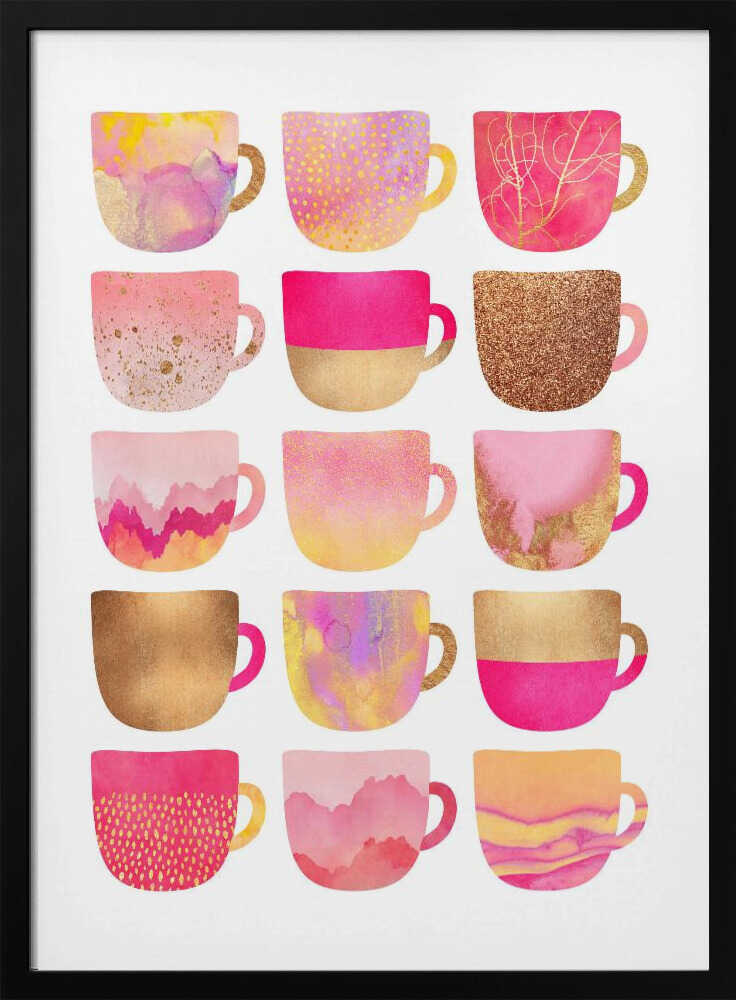 Pink Gold Cup Collection Art Print UK — Abstract Vibrant Wall Art — Kitchen — Wall It All Prints