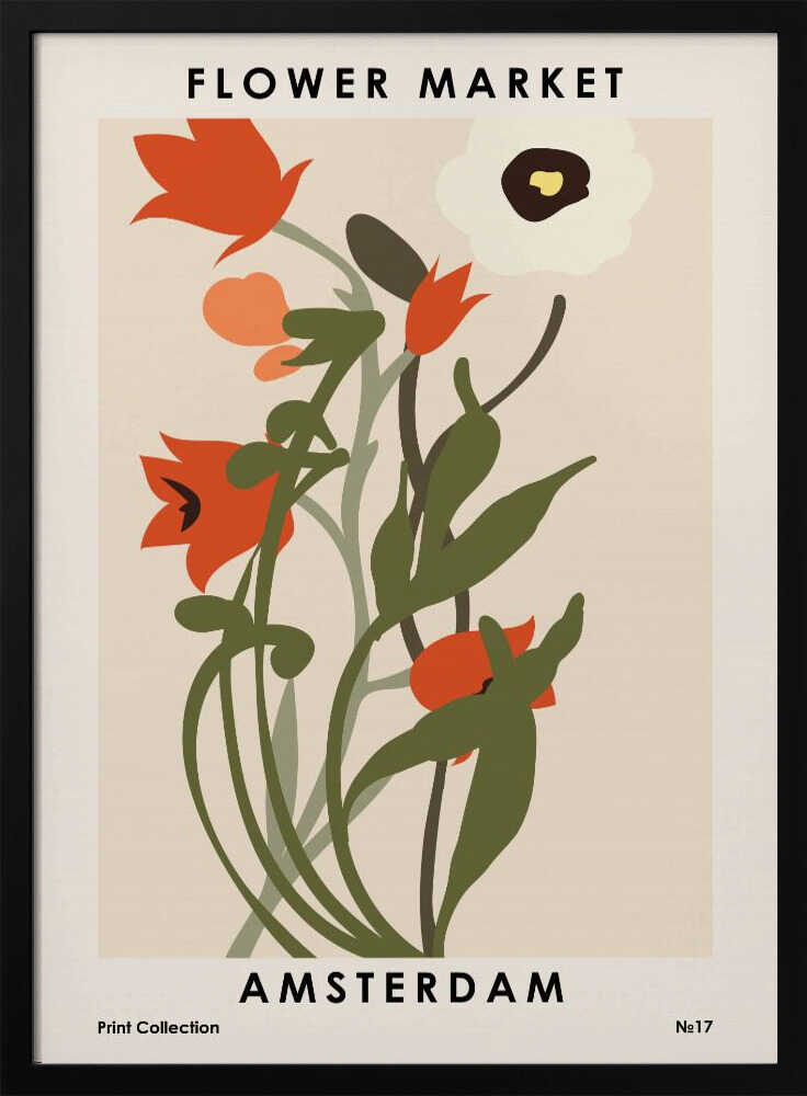 Flower Market Amsterdam Art Print UK — Botanical Minimal Wall Art — Office — Wall It All Prints