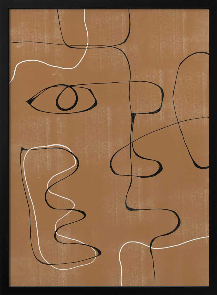 Whimsical Lines minimalist line art print in a black frame