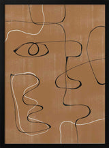 Whimsical Lines minimalist line art print in a black frame