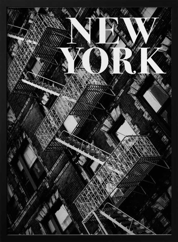 NYC Fire Escapes Art Print UK — Abstract Dark Wall Art — Living Room — Wall It All Prints