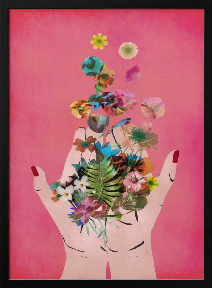 Blooming in Hands Art Print UK — Botanical Vibrant Wall Art — Living Room — Wall It All Prints
