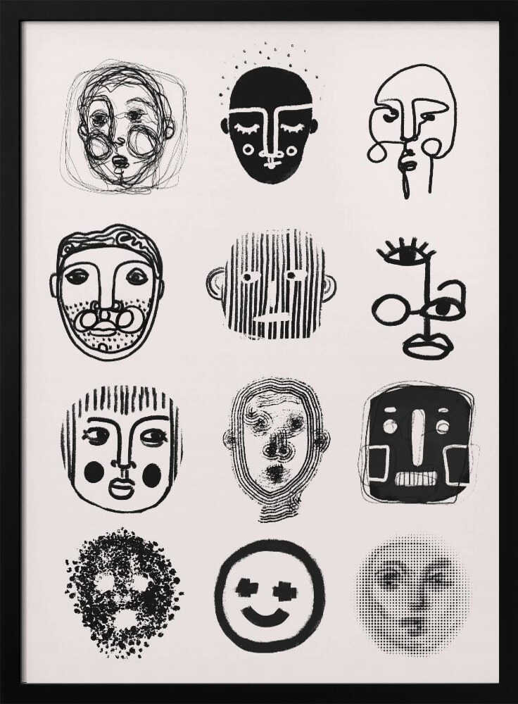 Faces of Emotion Art Print UK — Abstract Vibrant Wall Art — Office — Wall It All Prints