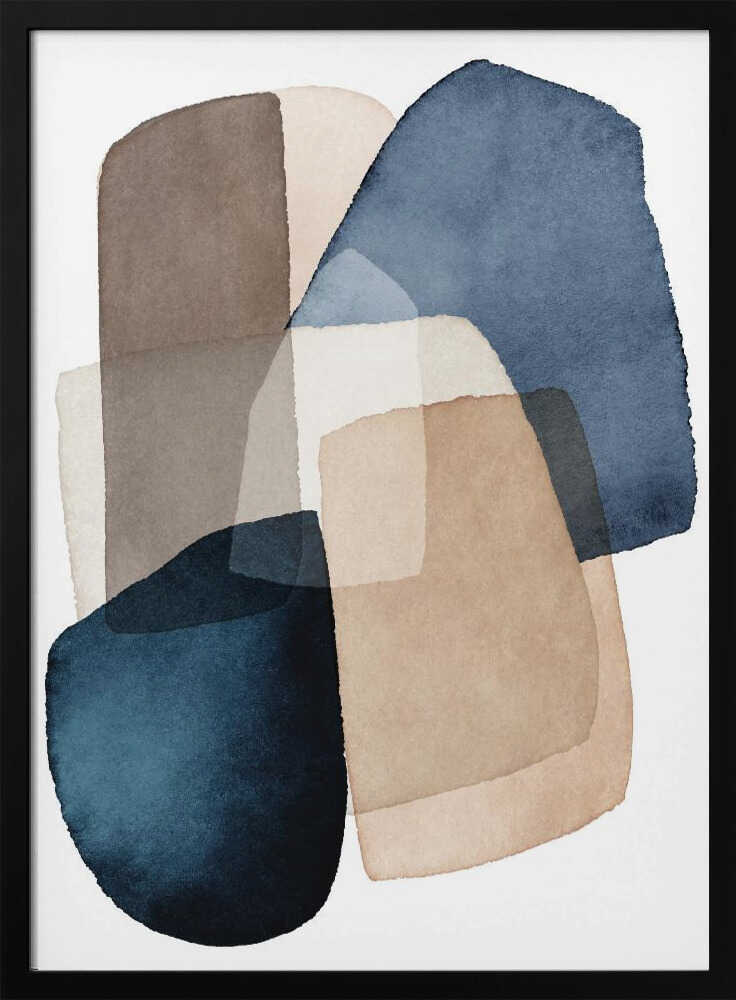 Blue Brown Blocks Art Print UK — Abstract Vibrant Wall Art — Living Room — Wall It All Prints