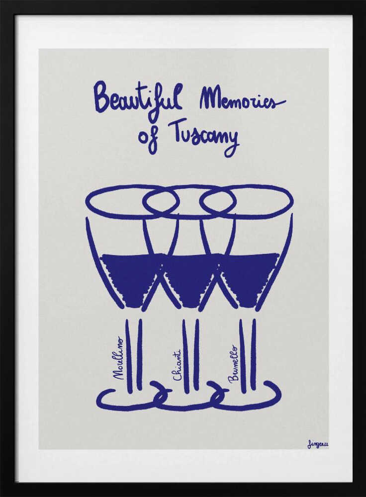 Tuscan Wine Memories Art Print UK — Abstract Minimal Wall Art — Kitchen — Wall It All Prints