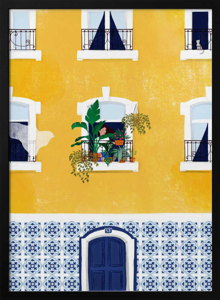 Bright Urban Balcony Art Print UK — Botanical Vibrant Wall Art — Living Room — Wall It All Prints