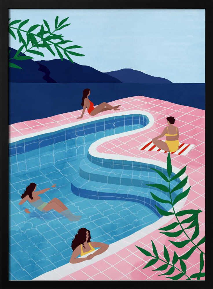 Tropical Pool Day Art Print UK — Abstract Vibrant Wall Art — Living Room — Wall It All Prints