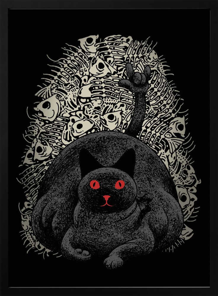 Rock On Cat Art Print UK — Dark Moody Vibrant Wall Art — Kitchen — Wall It All Prints
