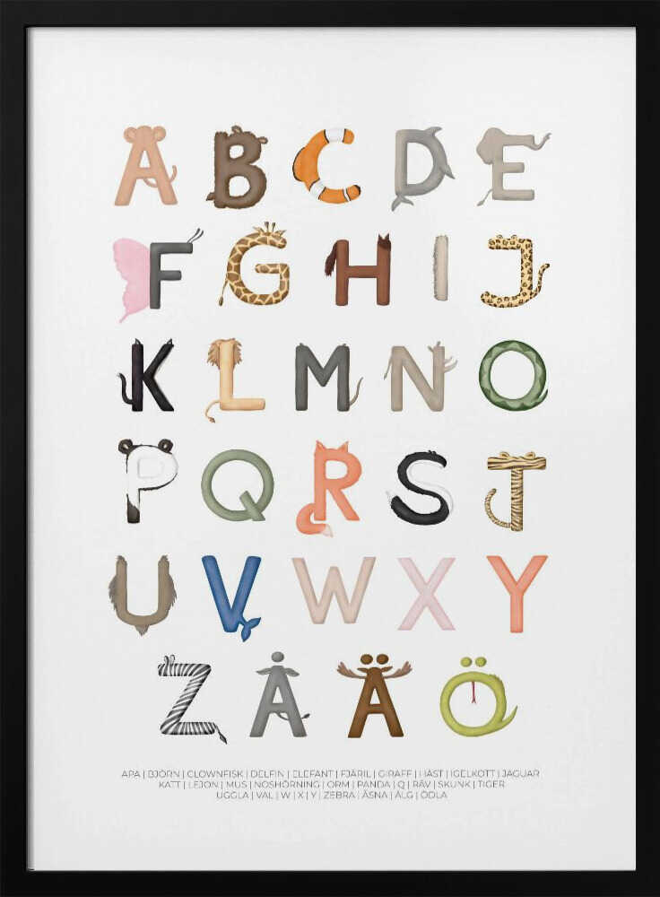 Playful Animal Alphabet Art Print UK — Abstract Vibrant Wall Art — Nursery — Wall It All Prints