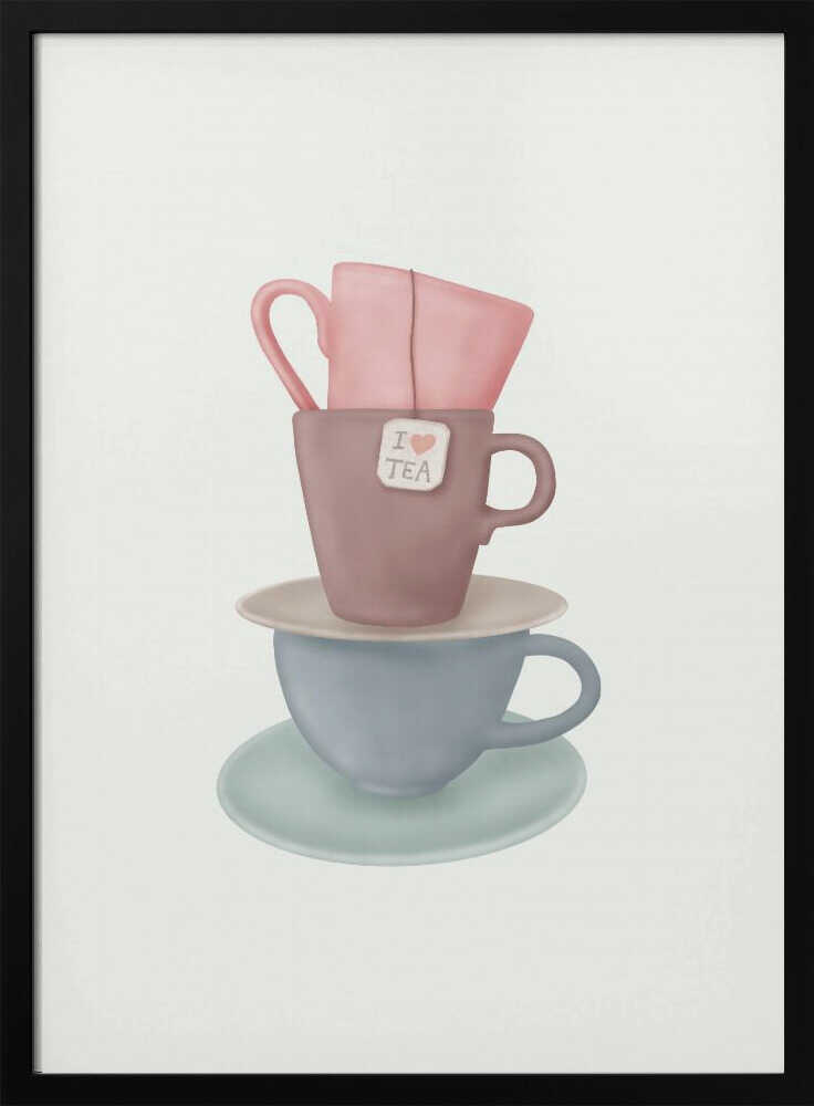 Stacked Tea Cups Art Print UK — Abstract Vibrant Wall Art — Kitchen — Wall It All Prints