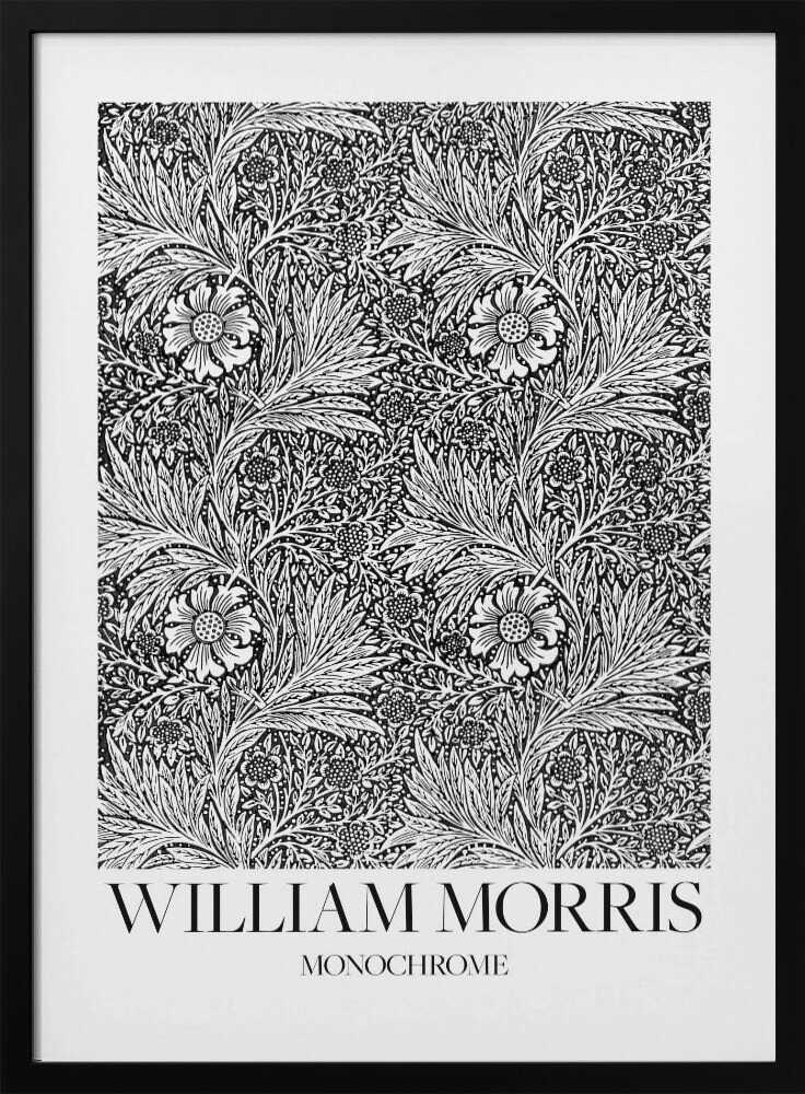 Marigold Monochrome Art Print UK — Botanical Dark Wall Art — Living Room — Wall It All Prints