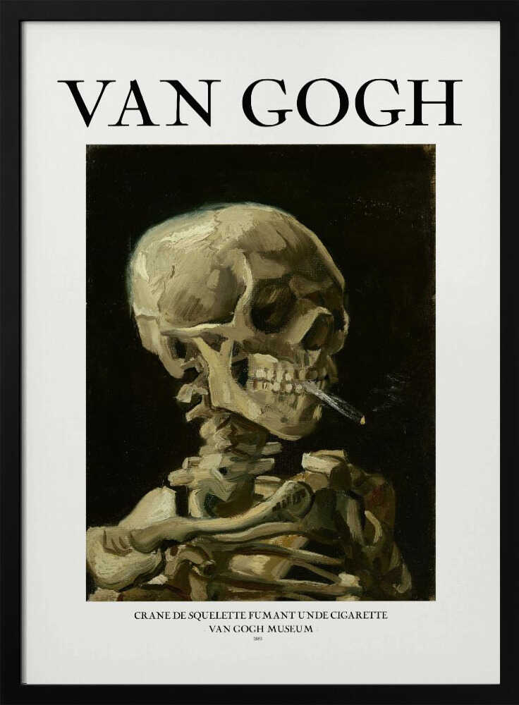 Head of a skeleton with a burning cigarette Art Print UK — Animal Vibrant Wall Art — Living Room — Wall It All Prints