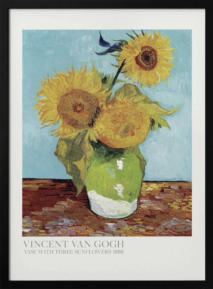 Vase With Three Sunflowers Art Print UK — Botanical Vibrant Wall Art — Living Room — Wall It All Prints