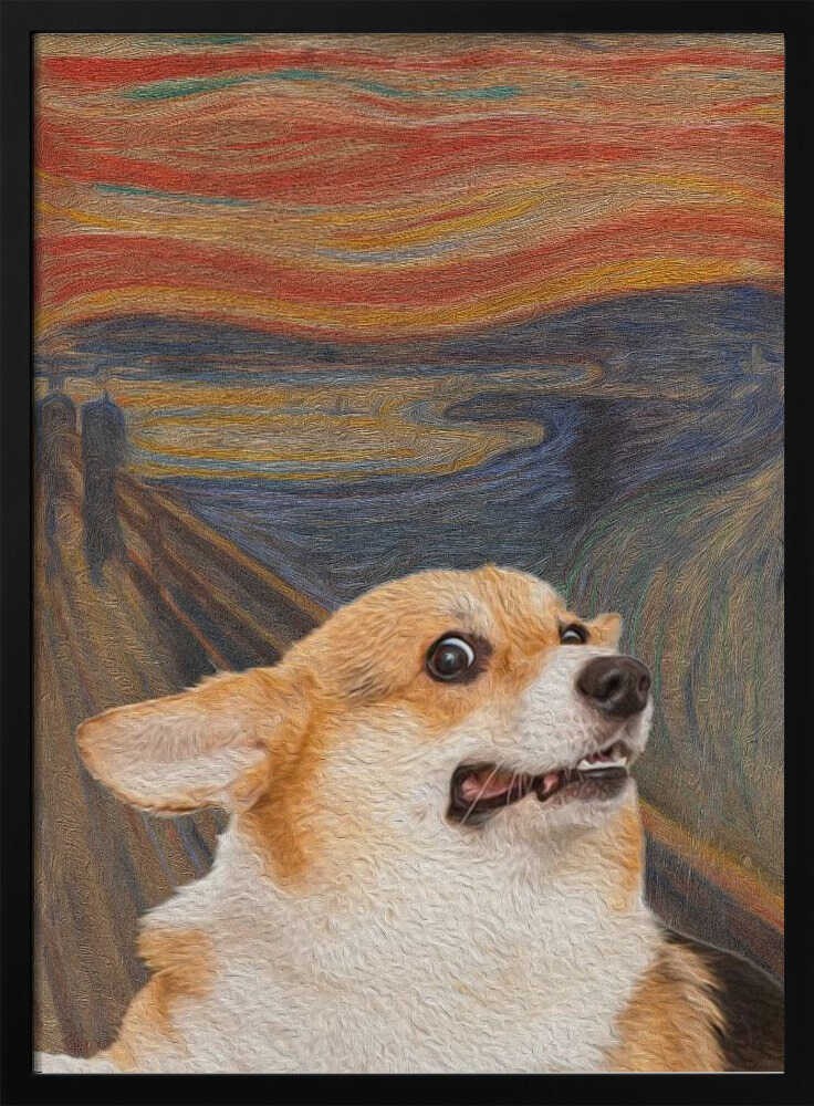 Scared Corgi Scream Art Print UK — Portrait Vibrant Wall Art — Living Room — Wall It All Prints