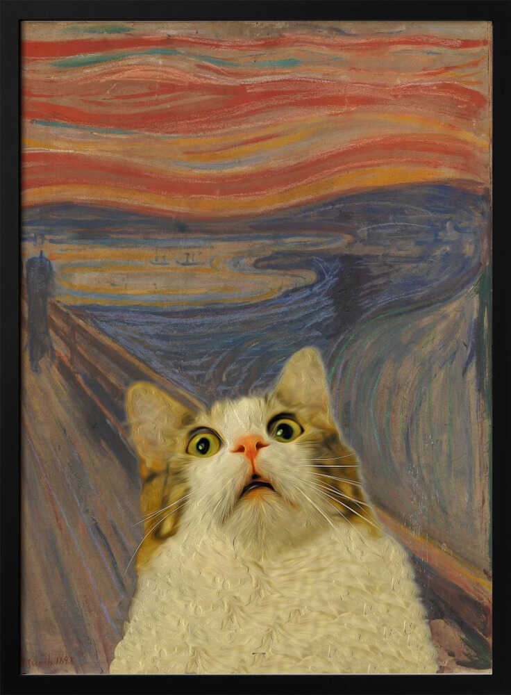 The Screaming Cat Art Print UK — Portrait Vibrant Wall Art — Living Room — Wall It All Prints