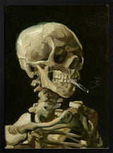 Head of a skeleton with a burning cigarette