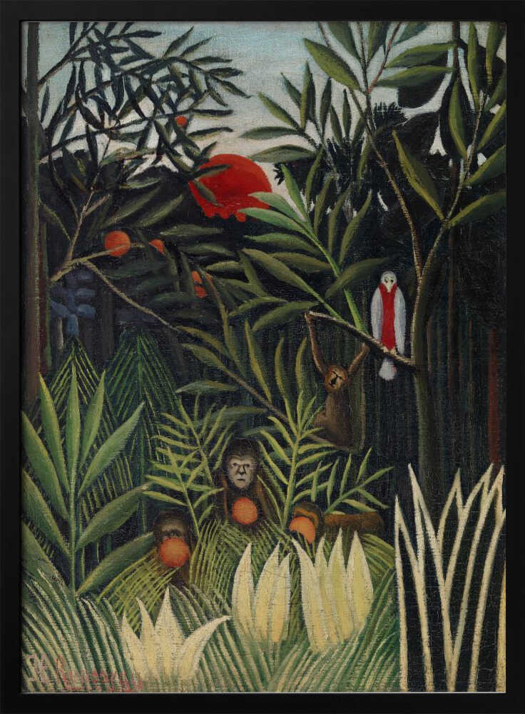 Monkeys And Parrot In The Virgin Forest