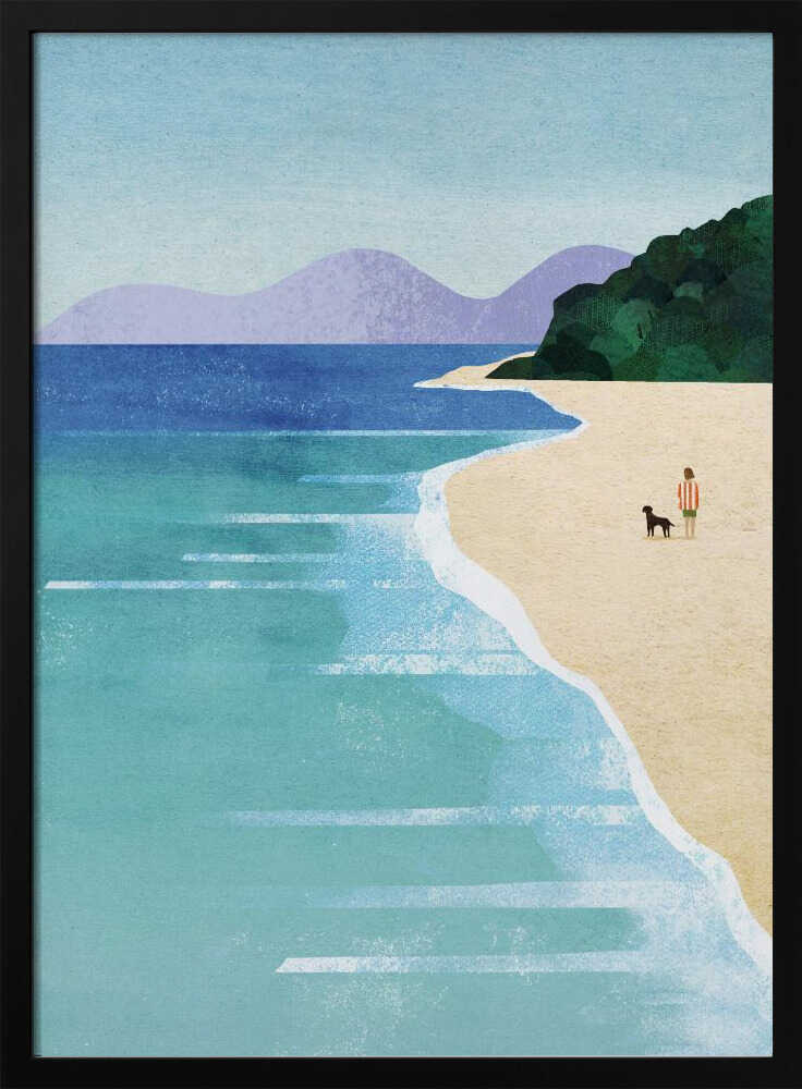 Serene Beach Walk Art Print UK — Portrait Vibrant Wall Art — Living Room — Wall It All Prints