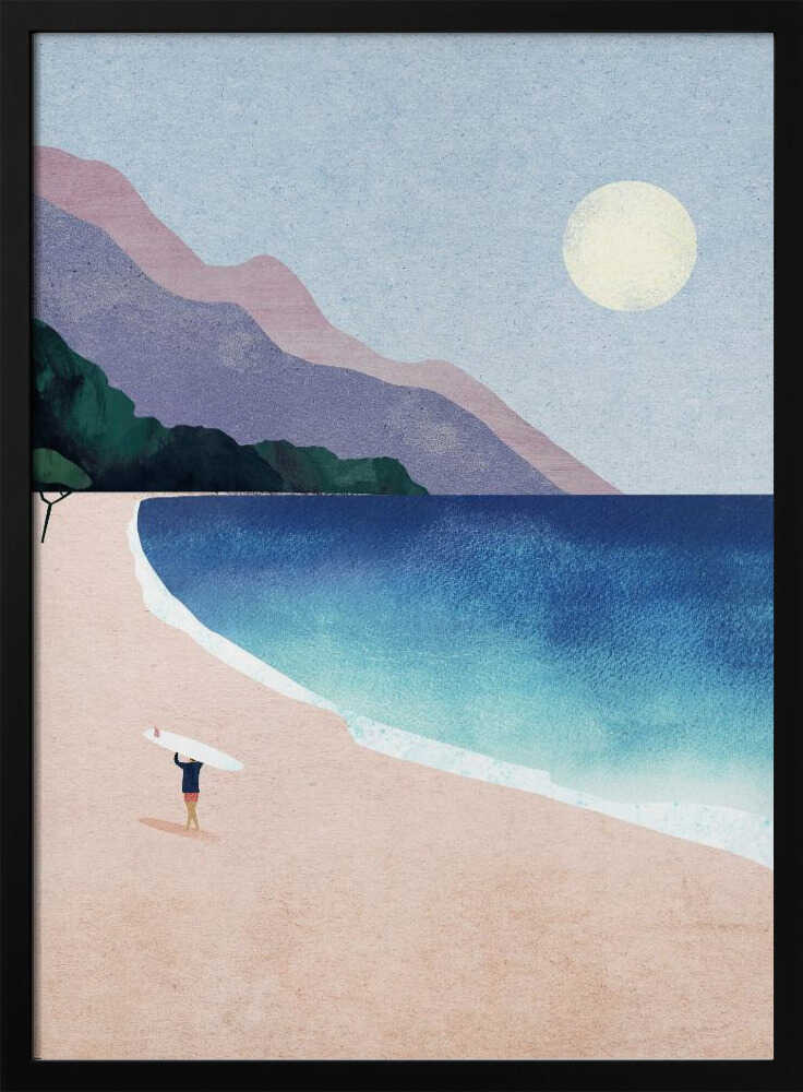 Peaceful Surfer Beach Art Print UK — Portrait Vibrant Wall Art — Living Room — Wall It All Prints