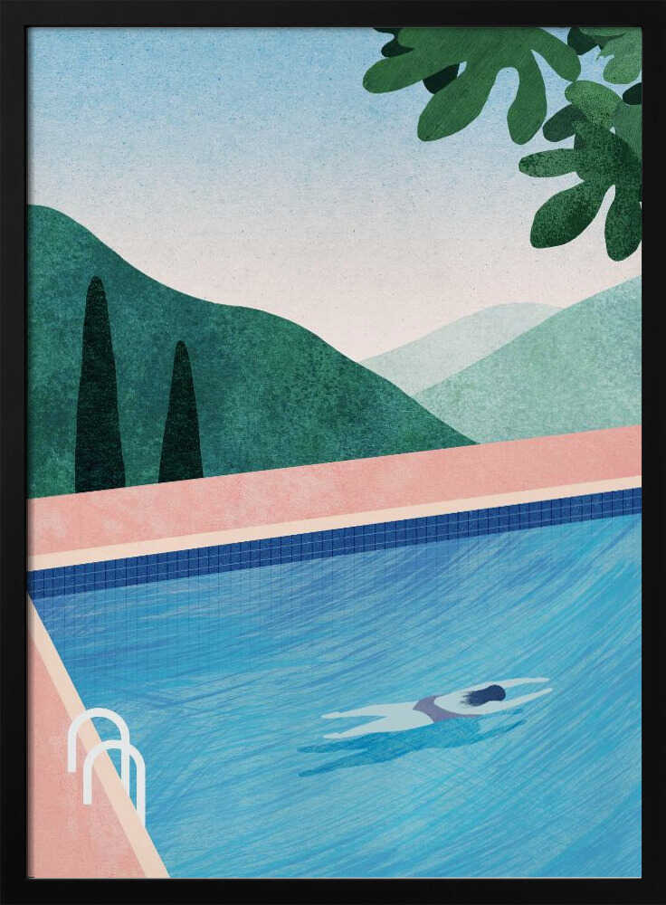 Serene Mountain Swim Art Print UK — Portrait Vibrant Wall Art — Living Room — Wall It All Prints