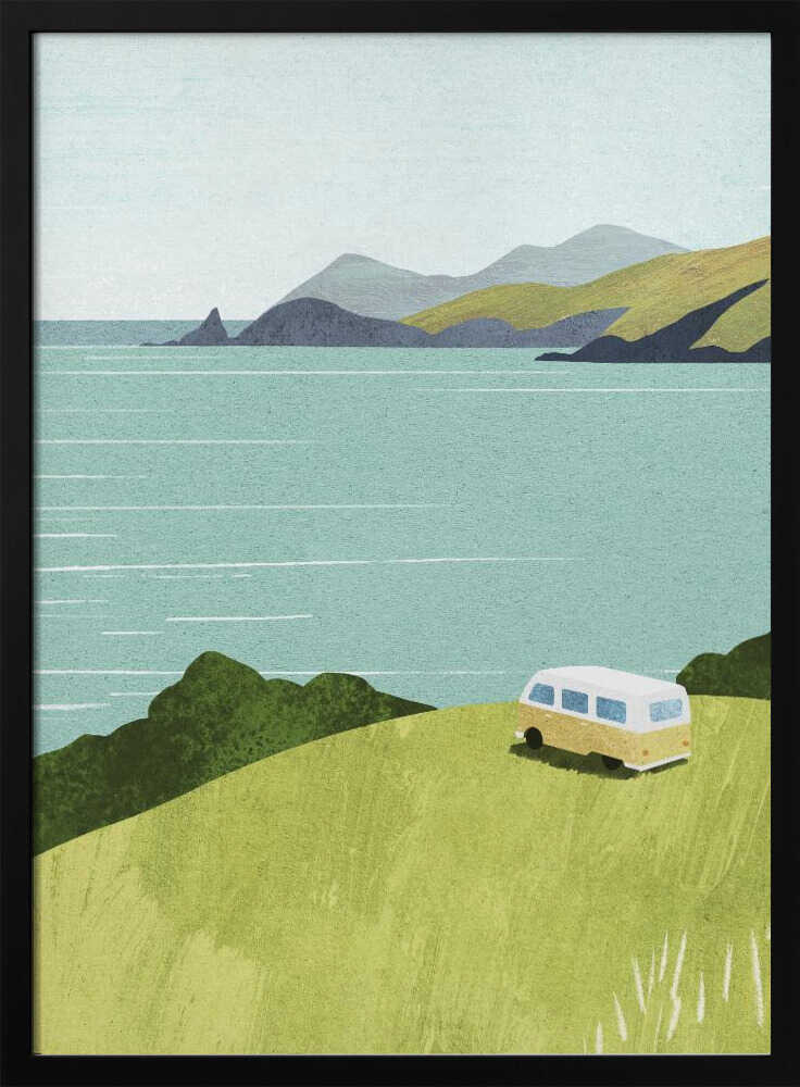Coastal Van Journey Art Print UK — Landscape Vibrant Wall Art — Living Room — Wall It All Prints