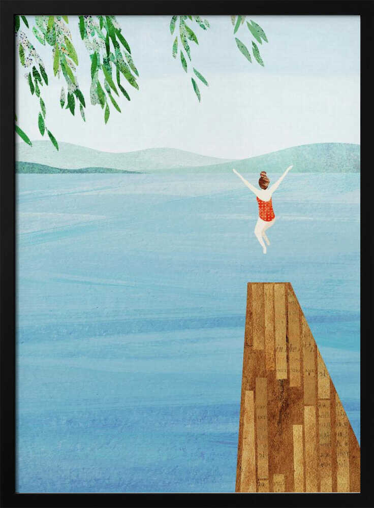 Summer Lake Jump Art Print UK — Abstract Vibrant Wall Art — Living Room — Wall It All Prints