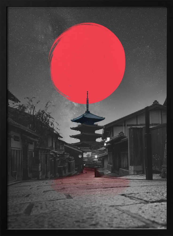Iconic Pagoda Red Sun Art Print UK — Japanese Vibrant Wall Art — Living Room — Wall It All Prints