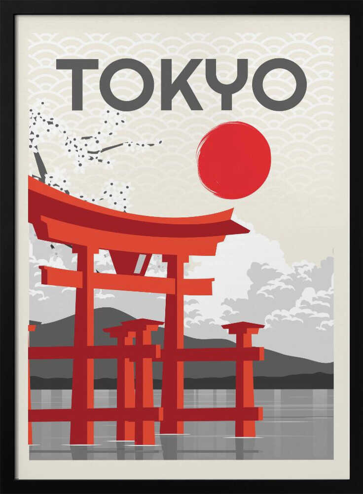 Tokyo Red Sun Torii Art Print UK — Japanese Vibrant Wall Art — Living Room — Wall It All Prints