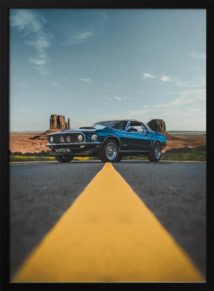 Classic Car Desert Road Art Print UK — Landscape Vibrant Wall Art — Living Room — Wall It All Prints