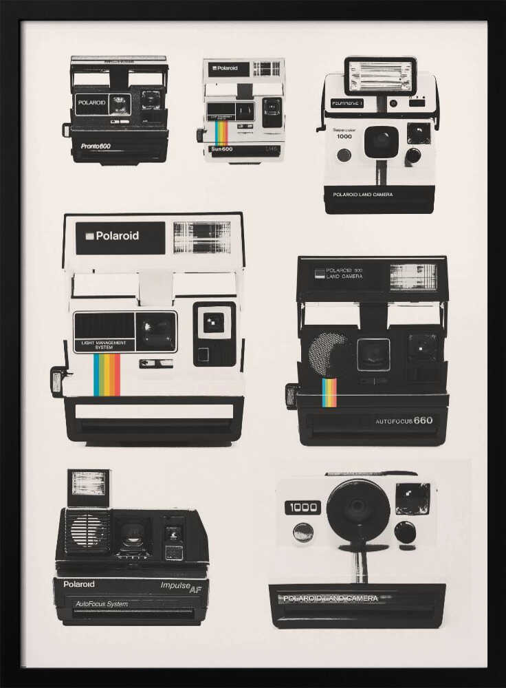 Vintage Instant Cameras Art Print UK — Abstract Vibrant Wall Art — Living Room — Wall It All Prints
