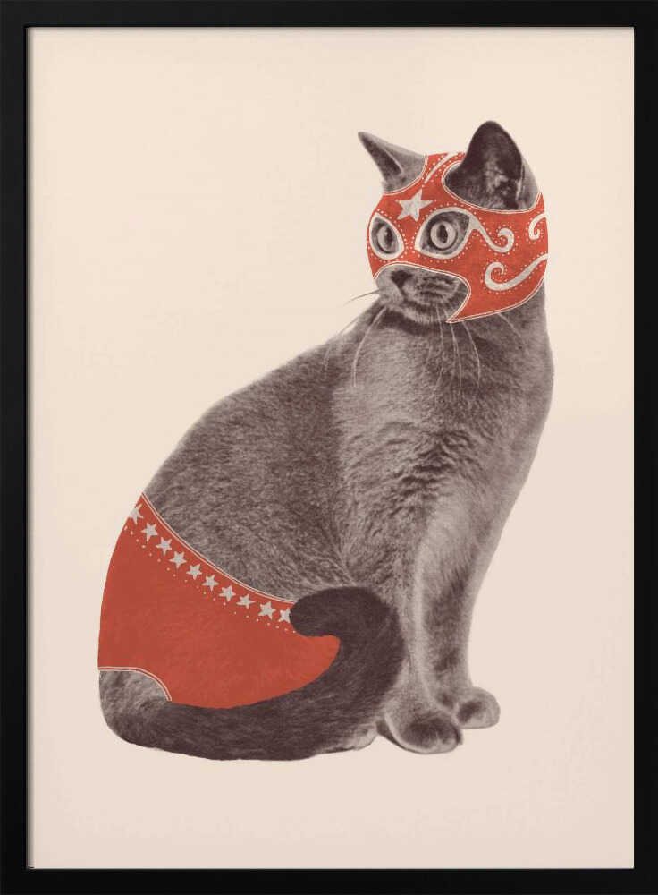 Funny Luchador Cat Art Print UK — Animal Vibrant Wall Art — Living Room — Wall It All Prints