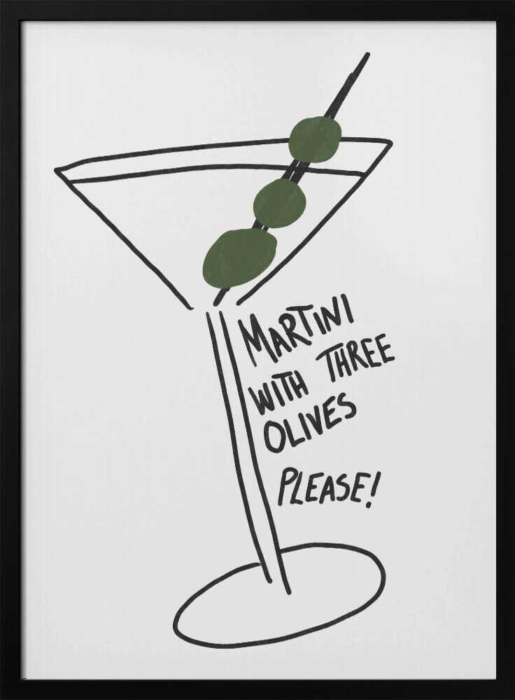 Olive Trio Martini Art Print UK — Abstract Vibrant Wall Art — Kitchen — Wall It All Prints